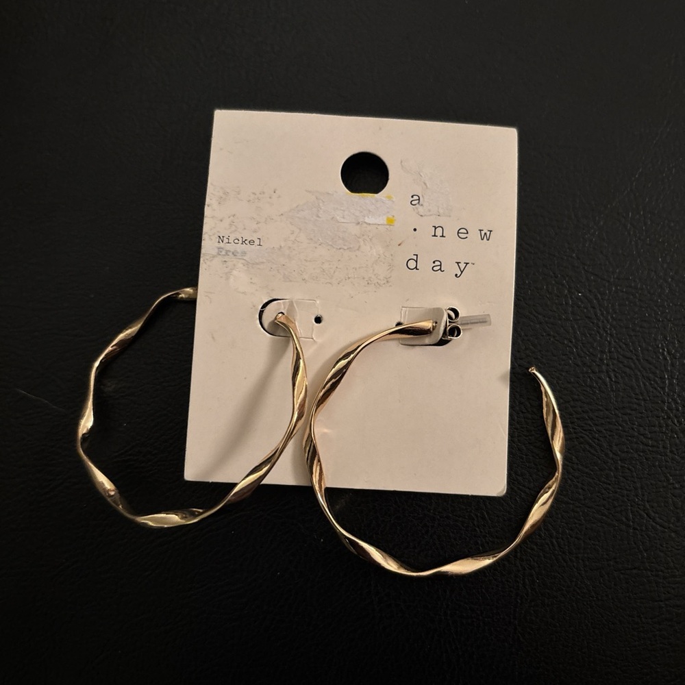 A New Day Twisted Gold Hoop Earrings